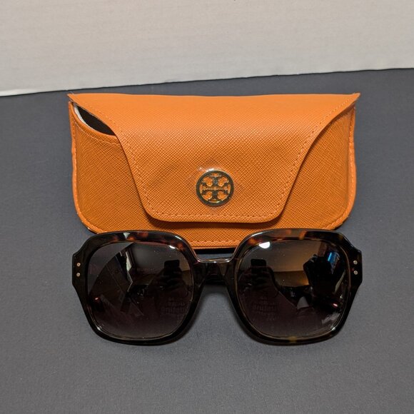Tory Burch Women's Oversized Square Sunglasses Tortoise Gradient Designer Shades - Picture 1 of 6